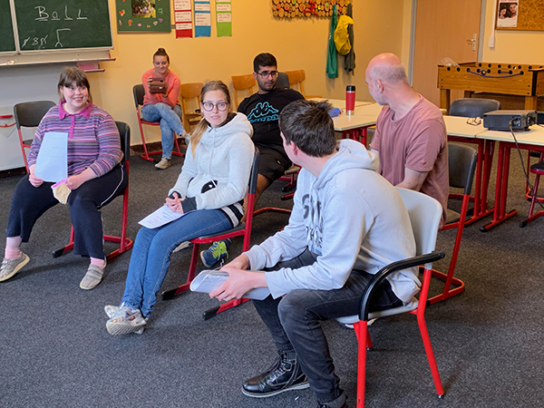 Vorbereitung der Videokonferenz mit der Crew der 
