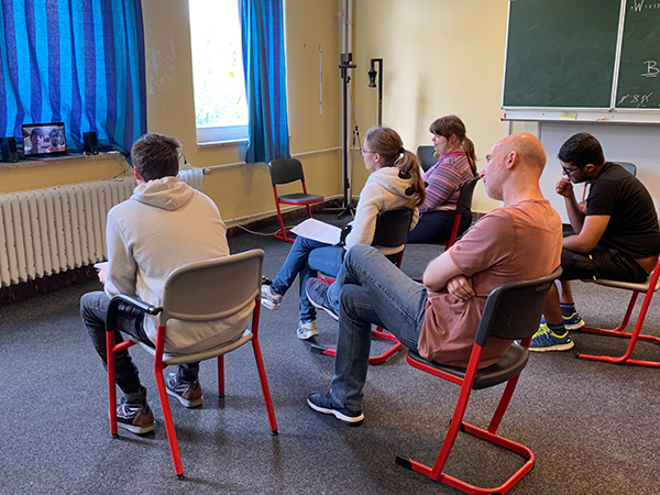 Videokonferenz mit der Crew der 